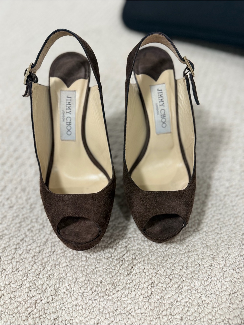 Jimmy Choo Nova dark Brown Suede Platform Block Heel pump
